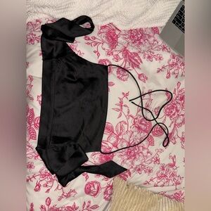 Princess Polly Black Satin Crop Top